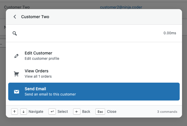 Customer action commands in commandify